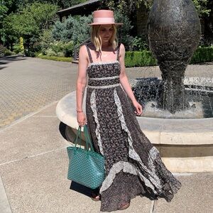 Like new Ulla Johnson silk backless maxi dress with ruffles size 8